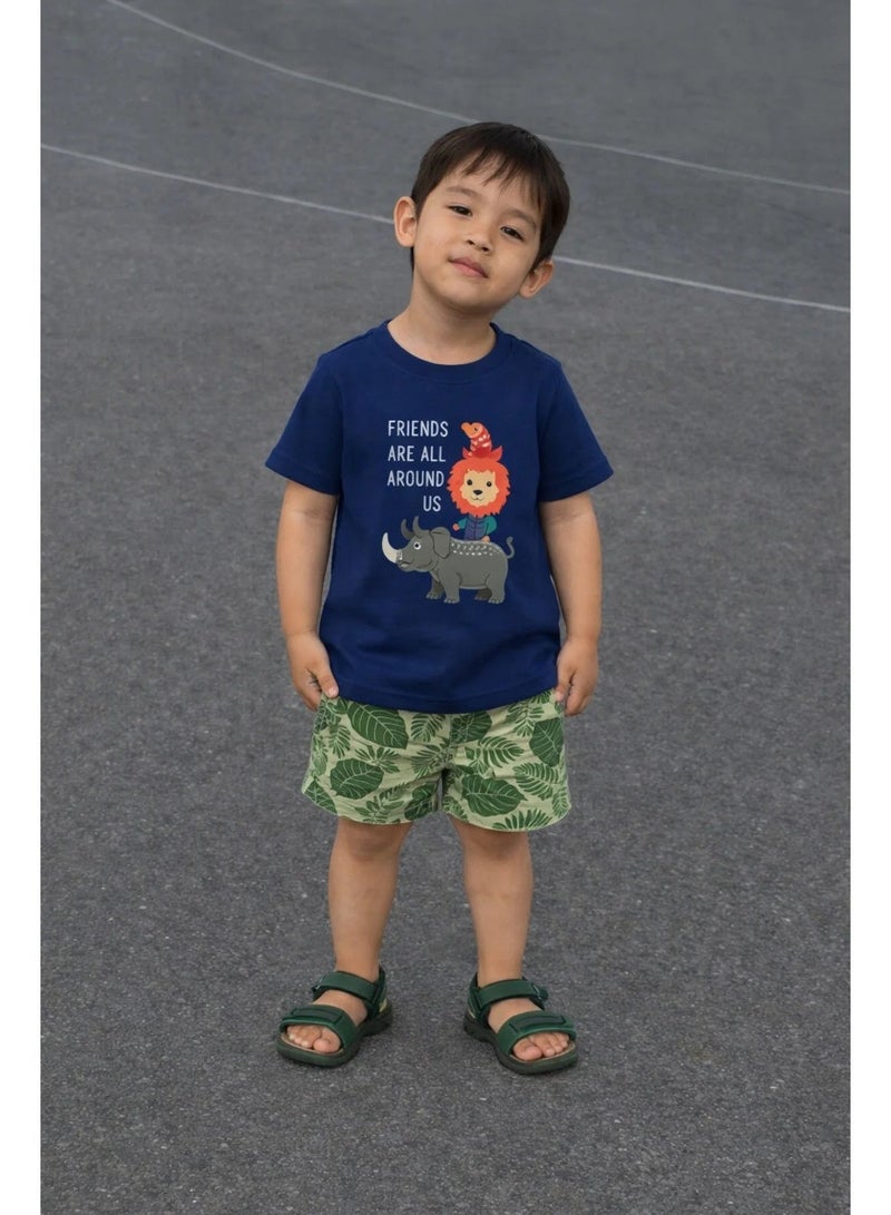 لؤي مجموعة ملابس أطفال للأولاد والبنات مصنوعة من القطن العضوي بنسبة 100% من LUAY، مجموعة ملابس قصيرة الأكمام للأطفال للأولاد والبنات الصغار - Image 1