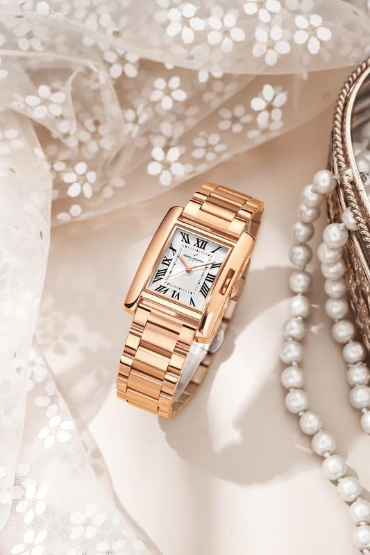Daniel Hechter Paris Opera Collection Square Dial Watch for Women with Roman Indices and Stainless Steel Strap-DHW2004 - Image 4