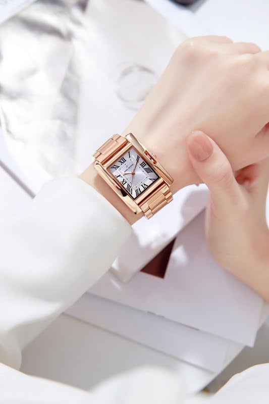 Daniel Hechter Paris Opera Collection Square Dial Watch for Women with Roman Indices and Stainless Steel Strap-DHW2004 - Image 2