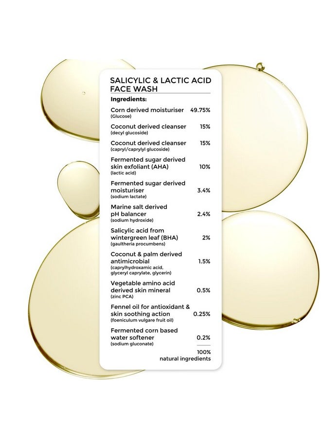 BRILLARE Salicylic & Lactic Acid Face Wash Useful For Clear, Acne Prone Skin, 100% Natural With Salicylic Acid, Lactic Acid And Zinc, Useful For Daily Use For All The Skin Types  - Image 2