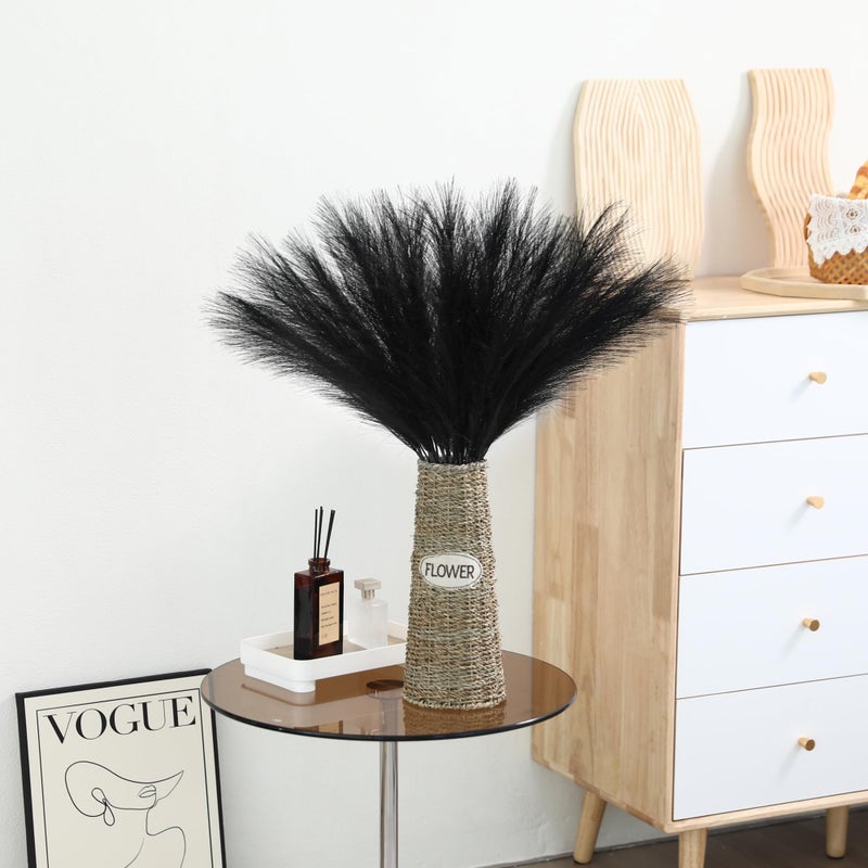 Wertuirk 30pcs Black Pampas Grass - 24 Inch Faux Pampas Grass Decor, Short Artificial Pampas Grass for Gothic Room Decoration, Wedding, Party, Halloween and Home Decor(Black) - Image 5