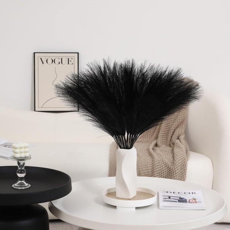 Wertuirk 30pcs Black Pampas Grass - 24 Inch Faux Pampas Grass Decor, Short Artificial Pampas Grass for Gothic Room Decoration, Wedding, Party, Halloween and Home Decor(Black) - Image 4