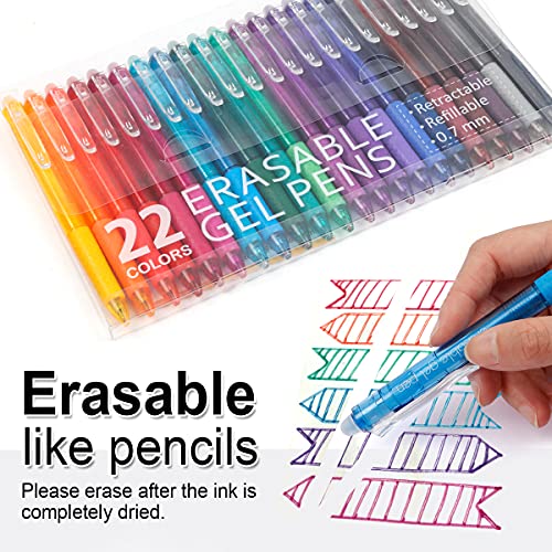 Vanstek 22 Colors Retractable Erasable Gel Pens Clicker, Fine Point(0.7), Make Mistakes Disappear, Premium Comfort Grip for Drawing Writing Planner and Crossword Puzzles - Image 2