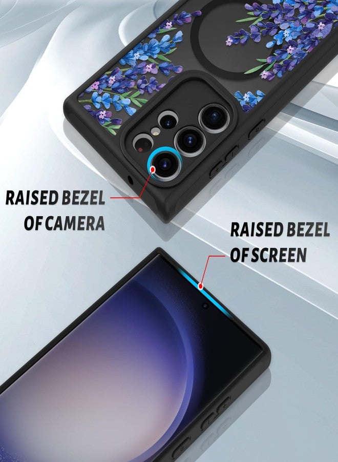 OOK Case for Samsung Galaxy S23 Ultra 6.8 Inch (Wireless Charging Compatible) Purple Floral Flowers Lavender Translucent Phone Cover Soft TPU + Hard PC Anti-Scratch Shockproof Magnetic Case for Women - Image 3