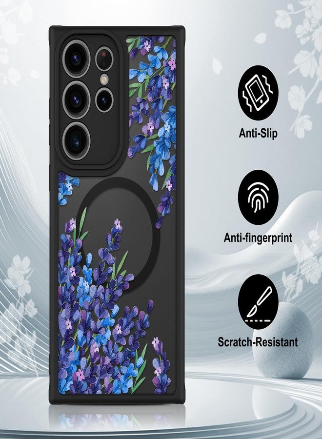 OOK Case for Samsung Galaxy S23 Ultra 6.8 Inch (Wireless Charging Compatible) Purple Floral Flowers Lavender Translucent Phone Cover Soft TPU + Hard PC Anti-Scratch Shockproof Magnetic Case for Women - Image 5