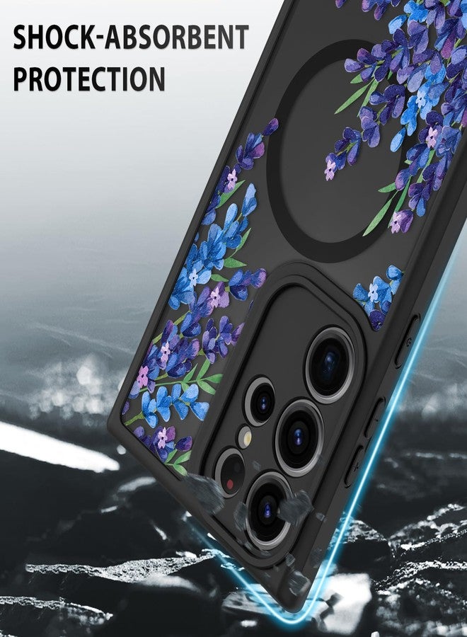 OOK Case for Samsung Galaxy S23 Ultra 6.8 Inch (Wireless Charging Compatible) Purple Floral Flowers Lavender Translucent Phone Cover Soft TPU + Hard PC Anti-Scratch Shockproof Magnetic Case for Women - Image 4