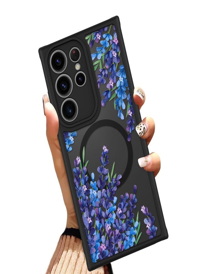 OOK Case for Samsung Galaxy S23 Ultra 6.8 Inch (Wireless Charging Compatible) Purple Floral Flowers Lavender Translucent Phone Cover Soft TPU + Hard PC Anti-Scratch Shockproof Magnetic Case for Women - Image 1