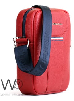 Tommy Hilfiger Plus Tommy Hilfiger Red Crossbody Messenger Leather Bag For Men  - Image 5