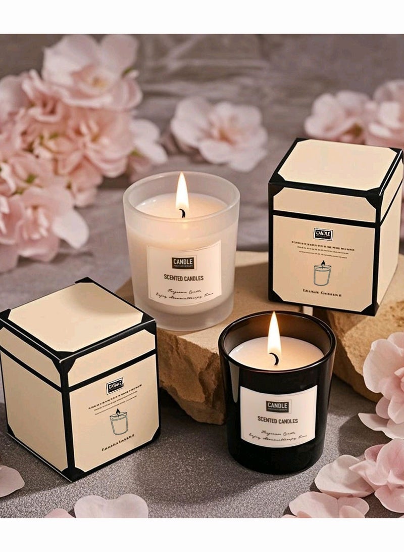 Candle 2-Pack Aromatherapy Candles, Natural Essential Oil Soy Candle Gift Set, Lead-Free Cotton Wick, Plant Aromatherapy in Glass Jars and Eco-Boxes, Perfect for Home Decoration, Relaxation, Gift Giving, Black/White  - Image 3