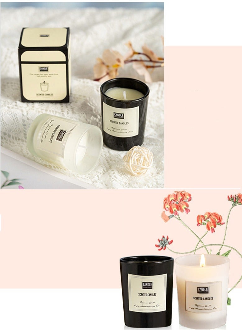 Candle 2-Pack Aromatherapy Candles, Natural Essential Oil Soy Candle Gift Set, Lead-Free Cotton Wick, Plant Aromatherapy in Glass Jars and Eco-Boxes, Perfect for Home Decoration, Relaxation, Gift Giving, Black/White  - Image 2