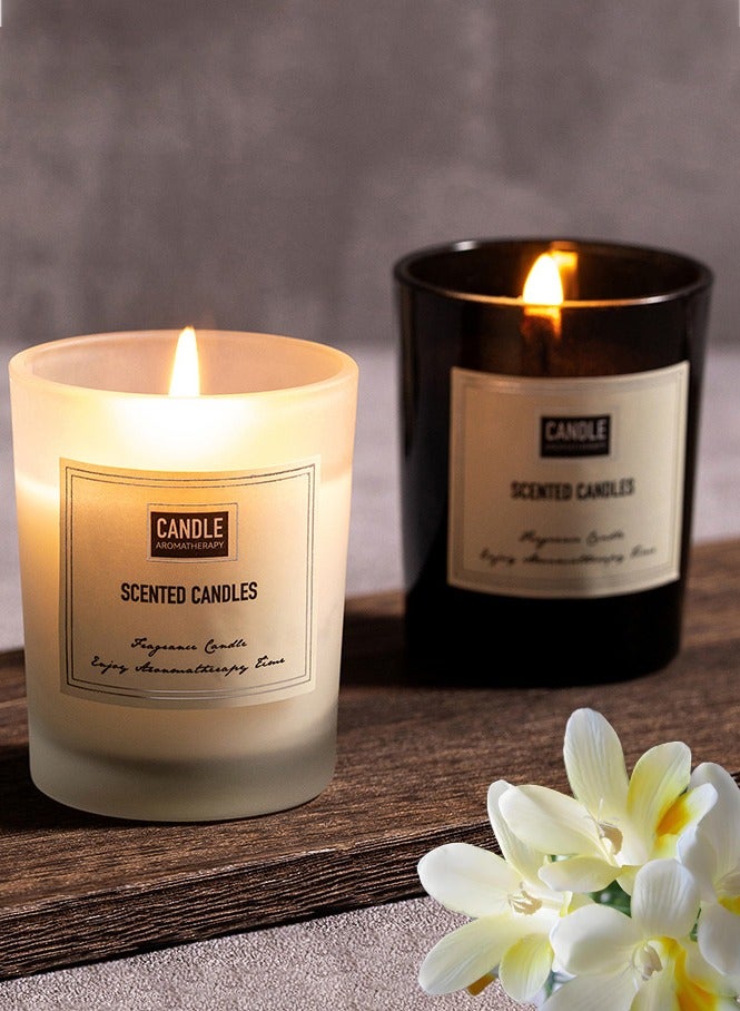 Candle 2-Pack Aromatherapy Candles, Natural Essential Oil Soy Candle Gift Set, Lead-Free Cotton Wick, Plant Aromatherapy in Glass Jars and Eco-Boxes, Perfect for Home Decoration, Relaxation, Gift Giving, Black/White  - Image 1