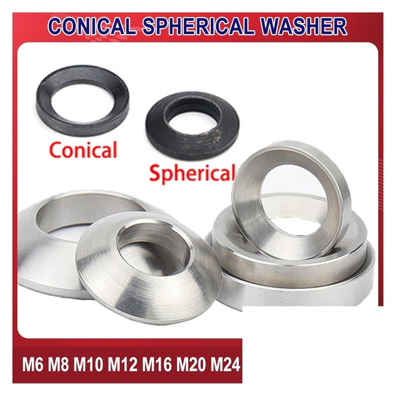 Cone Head Screw Gasket, cone washer, Conical Spherical Washer M6 M8 M10 M12 M16 M20 M24 Countersunk Washer Stainless Steel Concave Convex Cone Gasket Carbon Steel (Color : Spherical Carbon, Size : M10 - Image 2