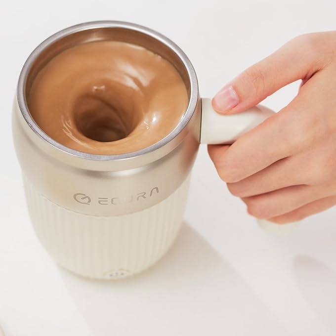 EQURA Automatic Self Stirring Coffee Mug, Rechargeable Megnetic Auto Mixer Cup 15oz, for Coffee/Milk/Tea/Cocoa, for Home/Travel/Office, Gifts for Birthday/Christmas (Grey) - Image 2