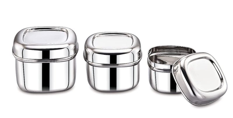 DiBha Stainless Steel Cube Shape Deep Vertical Utility Canisters/Ubha Dabba/Storage Containers/Lunch Box (250ml) - Image 4
