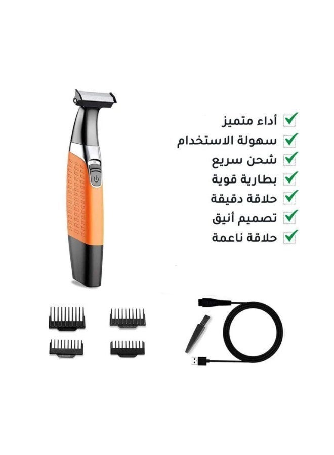 Davena Beard Trimmer & Shaver – Dual-Sided Blade – USB Rechargeable – Waterproof – 4 Guide Combs 1-6mm - Image 2