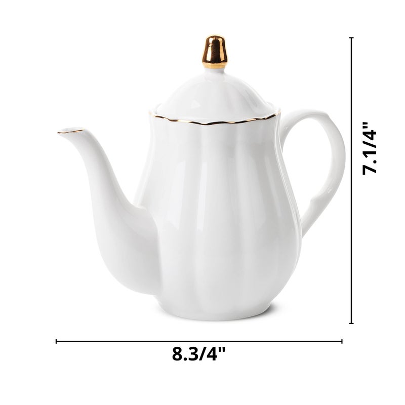 Brew To A Tea BTaT- Porcelain Tea Pot with Stainless Steel Infuser, 32 oz, Tea Pot Ceramic Teapot, Teapots Ceramic Tea Pot with Removable Stainless Steel Infuser, White Teapot Porcelain Teapot - Image 2