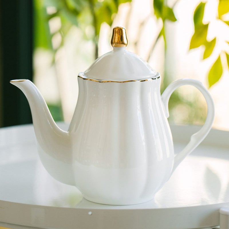 Brew To A Tea BTaT- Porcelain Tea Pot with Stainless Steel Infuser, 32 oz, Tea Pot Ceramic Teapot, Teapots Ceramic Tea Pot with Removable Stainless Steel Infuser, White Teapot Porcelain Teapot - Image 3