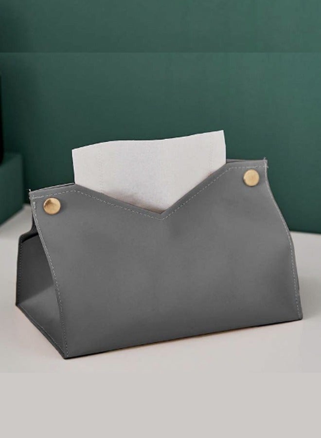 Waterproof PU leather tissue box with V-shaped opening for easy paper draw, suitable for home living room, bedroom, kitchen, dresser countertop, office desktop