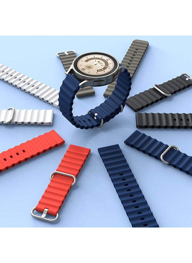 O Ozone - Ocean Band For Samsung Galaxy Watch 7 6 5 4 FE 40mm 44mm 45mm/Galaxy Watch 6 4 Classic 43mm 47mm 42mm 46mm  Soft Silicone Strap with Buckle -Starlight - Image 1