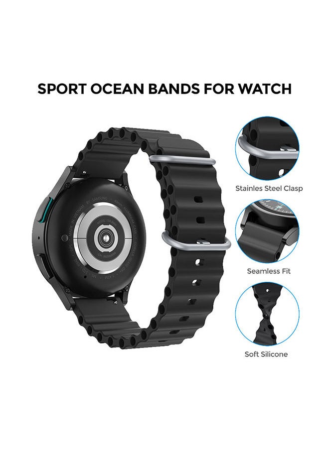 O Ozone - Ocean Band For Samsung Galaxy Watch 7 6 5 4 FE 40mm 44mm 45mm/Galaxy Watch 6 4 Classic 43mm 47mm 42mm 46mm  Soft Silicone Strap with Buckle -Starlight - Image 1