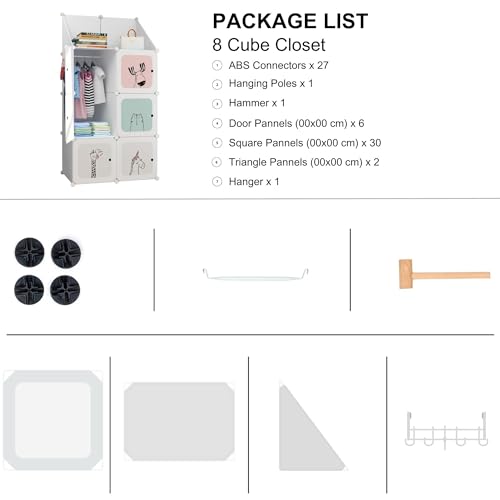 Bigkart Metal Kids Wardrobes For Clothes, Toys, Books Etc | Space-Saving, Easy To Assemble, Modular Design Baby Almirah For Clothes And Toys, 144 cm, 36 cm, 74 cm - Image 5