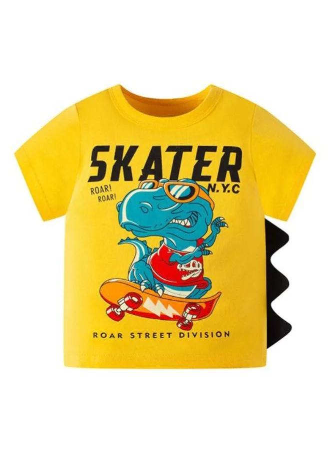 YUNIQEE Yellow Printed Short Sleeve Crew Neck T-Shirt