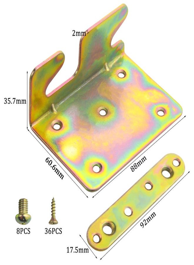 TOVOT 4PCS Bed Rail Brackets with Screws Bed Frame Brackets Metal Bed Rail Hooks Color Plating Bed Frame Hardware(61×88mm) - Image 3