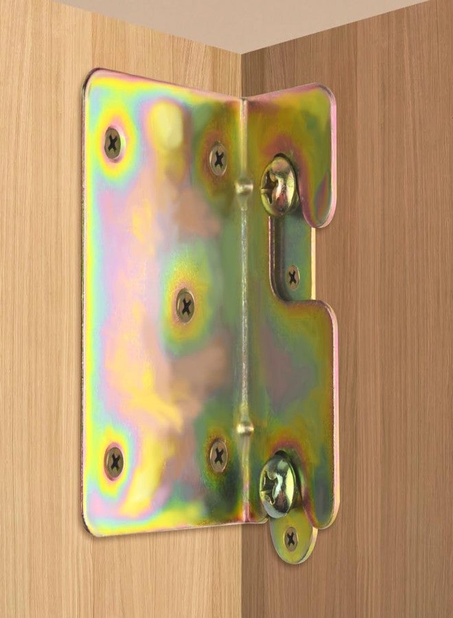 TOVOT 4PCS Bed Rail Brackets with Screws Bed Frame Brackets Metal Bed Rail Hooks Color Plating Bed Frame Hardware(61×88mm) - Image 5