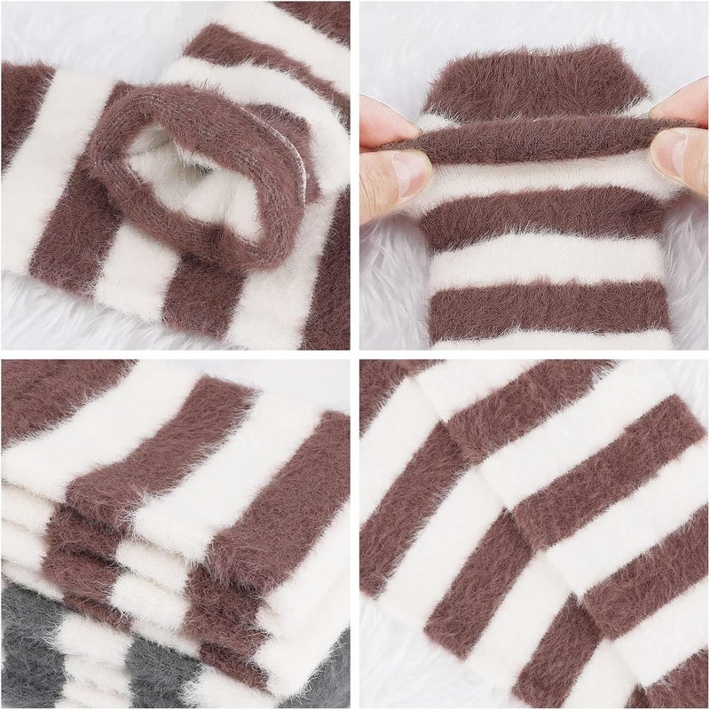 Unisex Baby Toddler Leg Warmers - Stripe Knee Socks (2 Pairs: White+Gray & White+Coffee) - Image 4