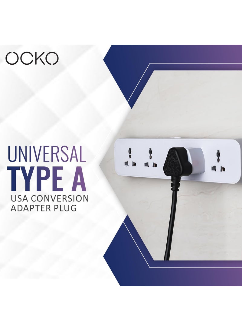 OCKO Ocko Universal Type A US Conversion Adapter Plug 2 Flat Pin Converter Socket Indian to Universal Adapter USA Canada Brazil to India Suitable for Laptop Camera Charger Pack of 5 White  - Image 2