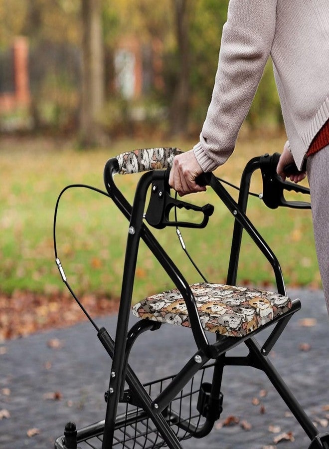 Luarisgur Cats Walkers for Seniors with Seat Covers Funny Rollator Walker Seat and Backrest Covers Washable Fabric Rollator Walker Accessories for Seniors Ladies Rollator Walker Seat Cover - Image 4