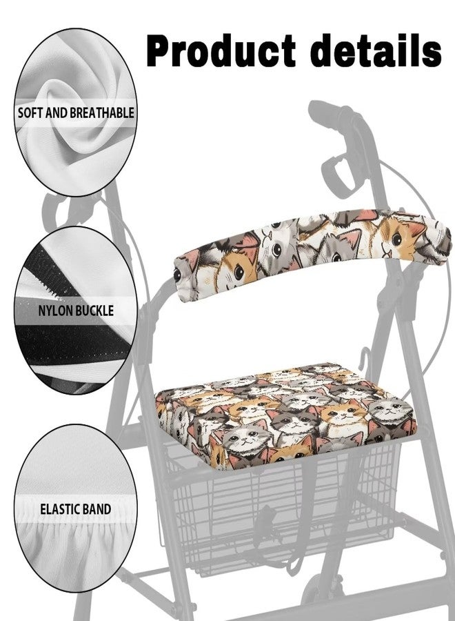Luarisgur Cats Walkers for Seniors with Seat Covers Funny Rollator Walker Seat and Backrest Covers Washable Fabric Rollator Walker Accessories for Seniors Ladies Rollator Walker Seat Cover - Image 5