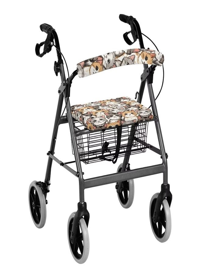 Luarisgur Cats Walkers for Seniors with Seat Covers Funny Rollator Walker Seat and Backrest Covers Washable Fabric Rollator Walker Accessories for Seniors Ladies Rollator Walker Seat Cover - Image 1