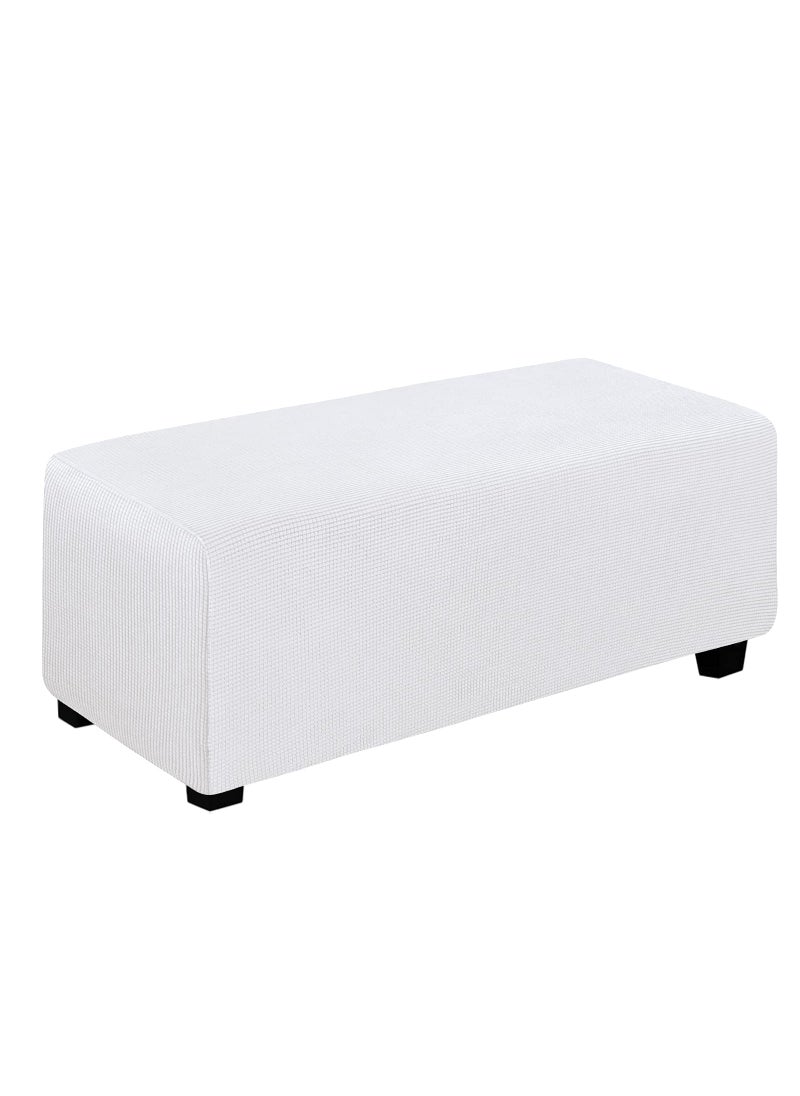 Easy-Going EasyGoing Stretch Ottoman Cover Folding Storage Stool Furniture Protector Soft Rectangle slipcover with Elastic BottomOttoman XLargeSnow White 