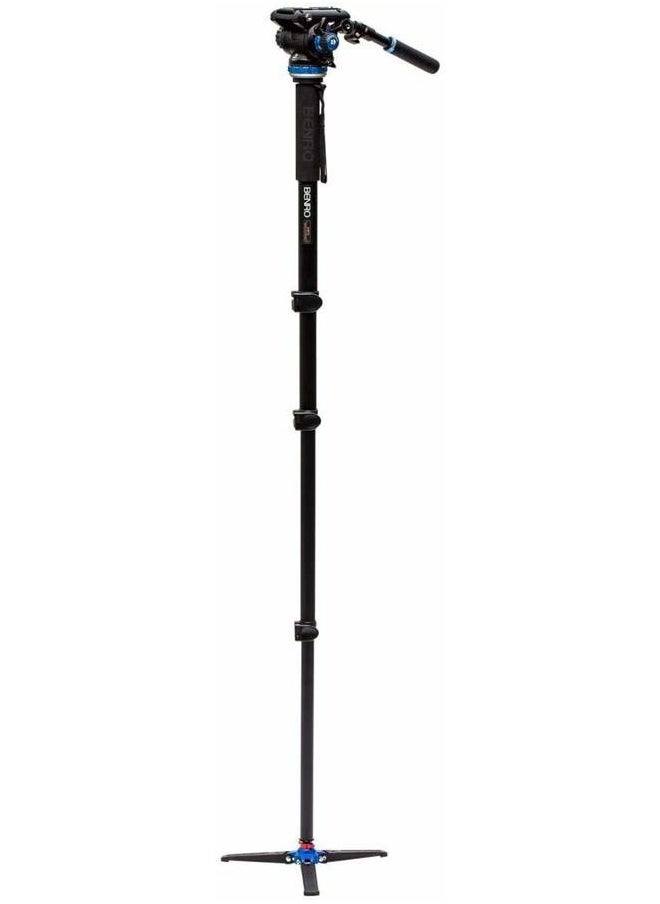 BENRO A48FD Classic Aluminum Monopod with Flip Locks, 3-Leg Base, and S6PRO Video Head  - Image 2