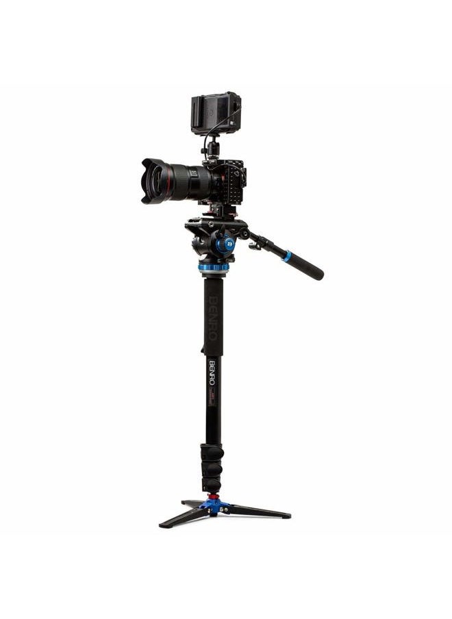 BENRO A48FD Classic Aluminum Monopod with Flip Locks, 3-Leg Base, and S6PRO Video Head  - Image 5