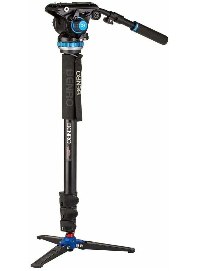 BENRO A48FD Classic Aluminum Monopod with Flip Locks, 3-Leg Base, and S6PRO Video Head  - Image 1