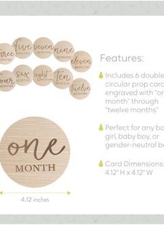 pearhead Little Pear Wooden Milestone Photo Cards - Double-Sided Baby Announcement Discs, Ideal Photo Prop for Monthly Pregnancy Journey and Baby Milestones, 1-12 Months, Light Wood  - Image 3
