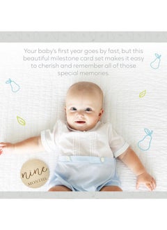 pearhead Little Pear Wooden Milestone Photo Cards - Double-Sided Baby Announcement Discs, Ideal Photo Prop for Monthly Pregnancy Journey and Baby Milestones, 1-12 Months, Light Wood  - Image 4