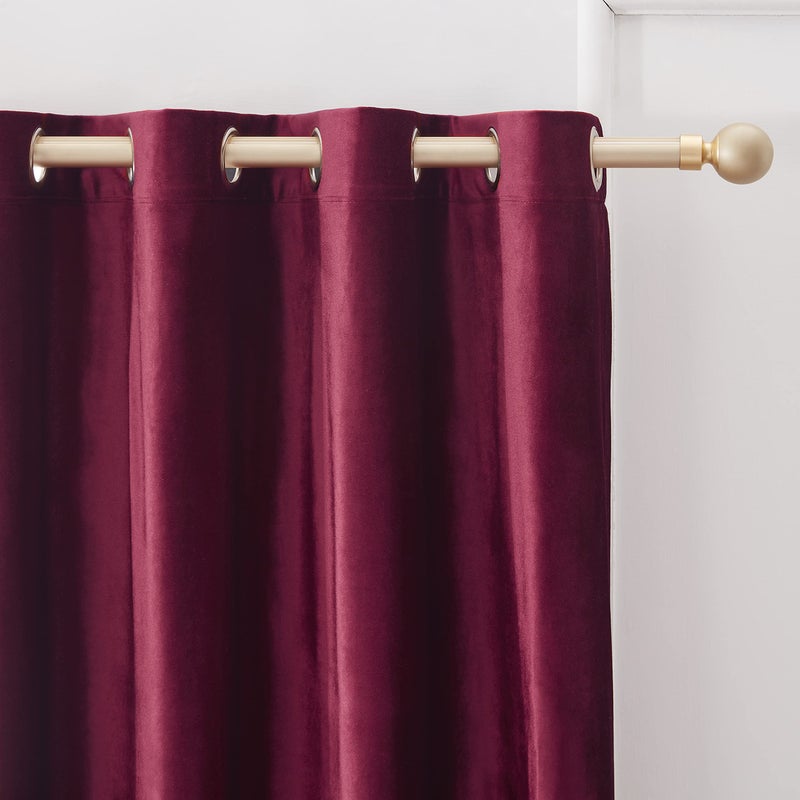 BULBUL Christmas Burgundy Velvet Curtains 84 inches Luxury Elegant Living Room Curtain Blackout Modern Thermal Insulated Soundproof Privacy Room Darkening Soft Drapes for Classical Bedroom Set of 2 - Image 2