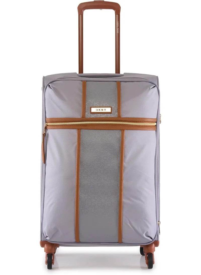 DKNY DKNY Autograph Softside Luggage on Wheels for Unisex | Ultra Lightweight ABS on with Spinner Wheels 4 Double Wheel (STORM GREY, 24 Inch)