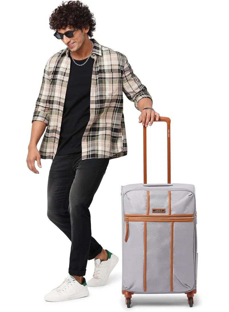 DKNY DKNY Autograph Softside Luggage on Wheels for Unisex | Ultra Lightweight ABS on with Spinner Wheels 4 Double Wheel (STORM GREY, 24 Inch)