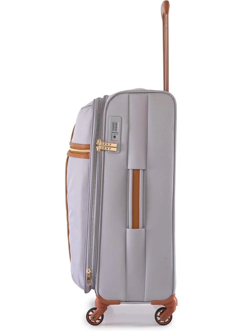 DKNY  DKNY Autograph Softside Luggage on Wheels for Unisex | Ultra Lightweight ABS on with Spinner Wheels 4 Double Wheel (STORM GREY, 24 Inch)  | Best Price UAE