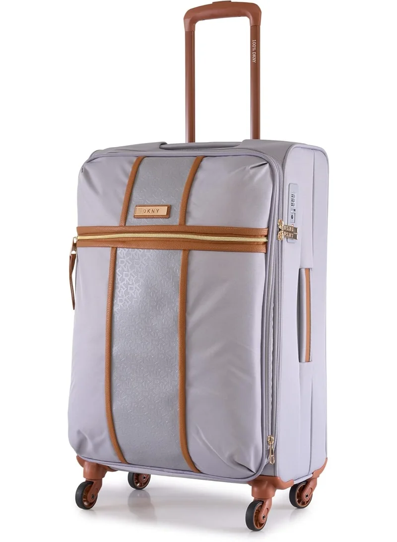DKNY  DKNY Autograph Softside Luggage on Wheels for Unisex | Ultra Lightweight ABS on with Spinner Wheels 4 Double Wheel (STORM GREY, 24 Inch)  | Best Price UAE