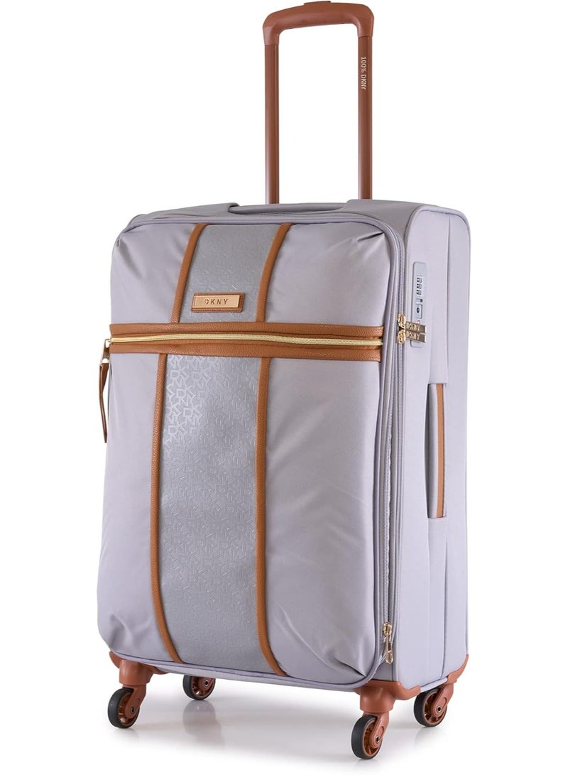 DKNY Autograph Softside Luggage on Wheels for Unisex | Ultra Lightweight ABS on with Spinner Wheels 4 Double Wheel (STORM GREY, 24 Inch) - Image 3