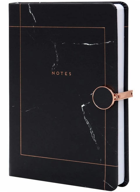 Black Marble Lined Notebook Lined Pages A5 Memo Journal Agenda Note With Magnetic Metal Buckle And Bookmark Ribbon Ruled sheets Notepad Stationery