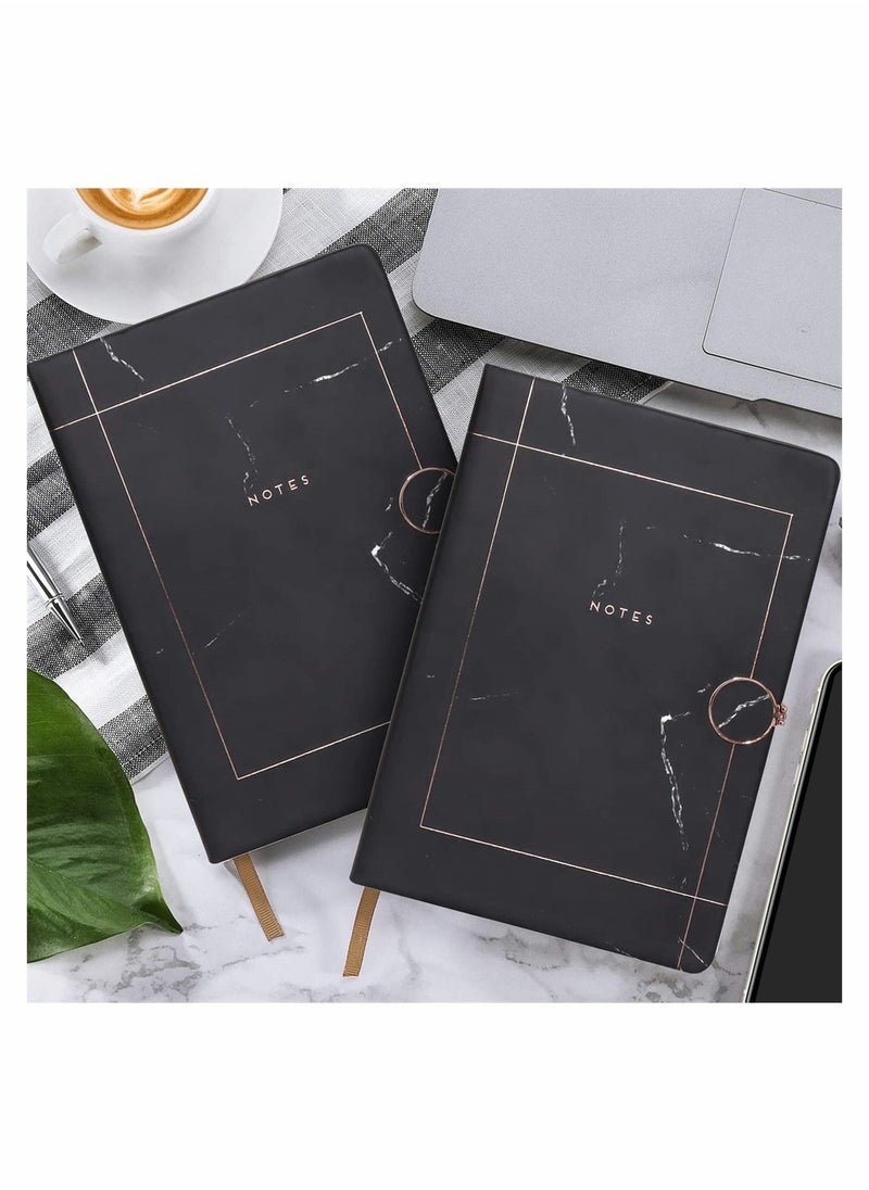 Black Marble Lined Notebook Lined Pages A5 Memo Journal Agenda Note With Magnetic Metal Buckle And Bookmark Ribbon Ruled sheets Notepad Stationery