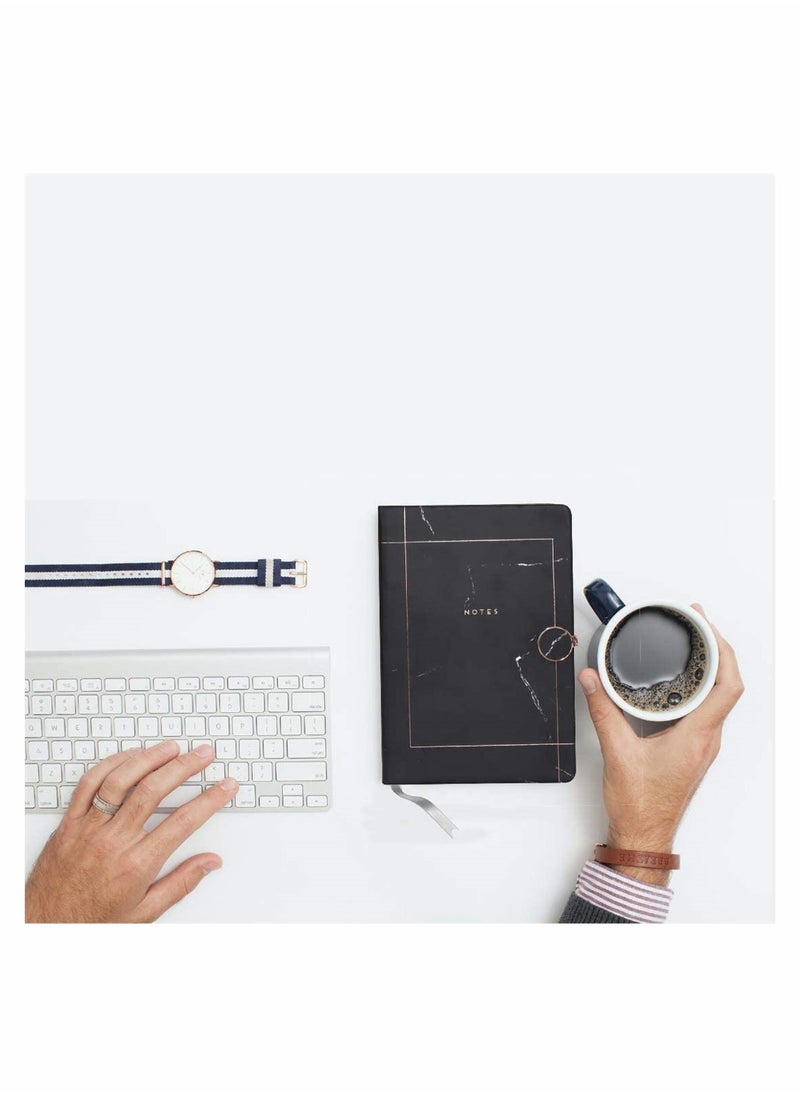 SYOSI Black Marble Lined Notebook Lined Pages A5 Memo Journal Agenda Note With Magnetic Metal Buckle And Bookmark Ribbon Ruled sheets Notepad Stationery  - Image 5