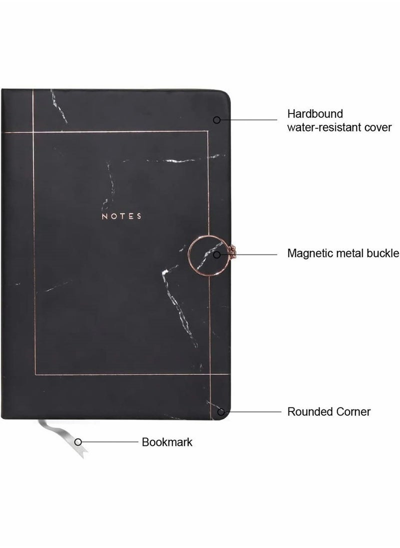 SYOSI Black Marble Lined Notebook Lined Pages A5 Memo Journal Agenda Note With Magnetic Metal Buckle And Bookmark Ribbon Ruled sheets Notepad Stationery  - Image 4