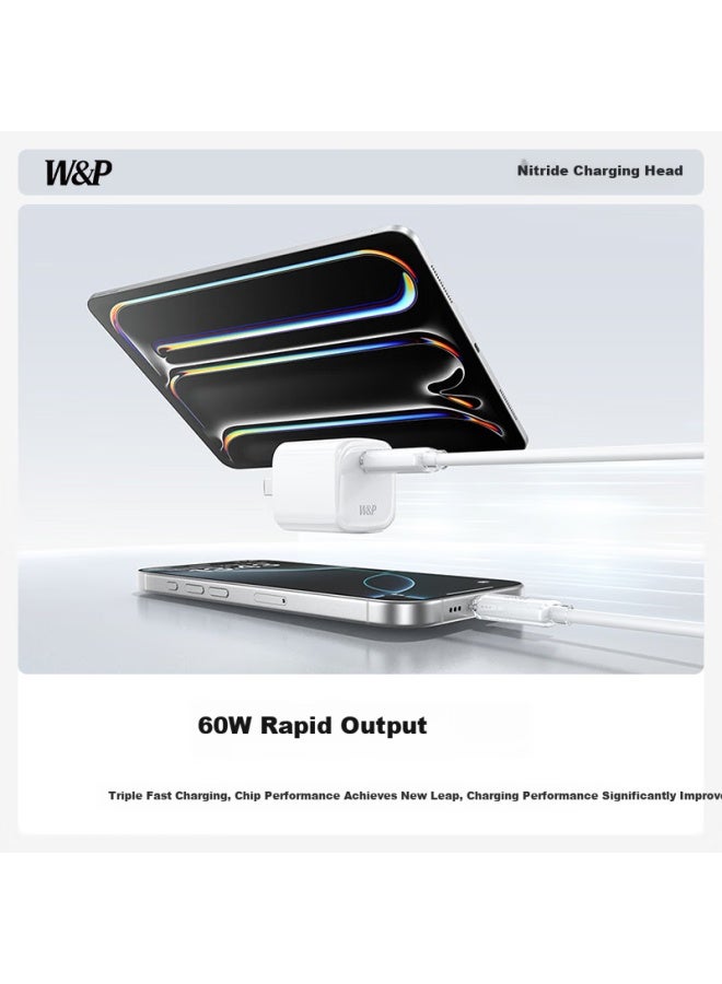 WP Mini Ice Line For Apple 16/15 Charging Cable Pd60w Fast Charge Apple Data Cable Type-c Dual Head Huawei Mate70/tablet Laptop Ipad Car Universal - Image 2